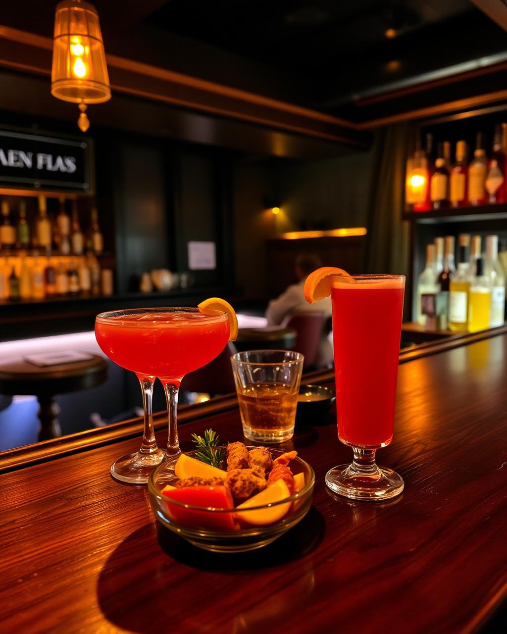 Signature cocktails at the bar